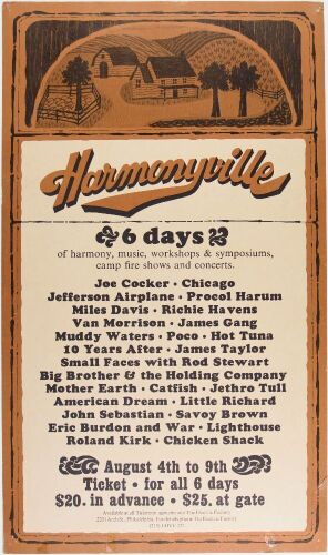 1970 Joe Cocker Chicago Jefferson Airplane Harmoneyville Festival Poster Extra Fine 61