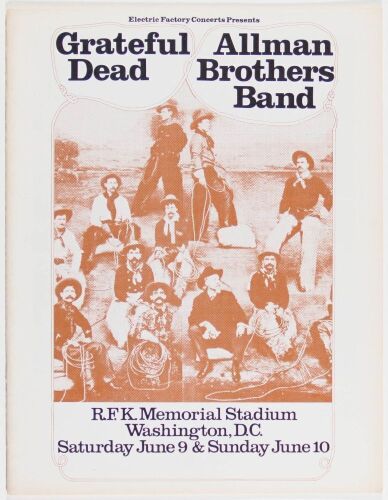 1973 Grateful Dead Allman Brothers Band RFK Stadium Program Near Mint 83