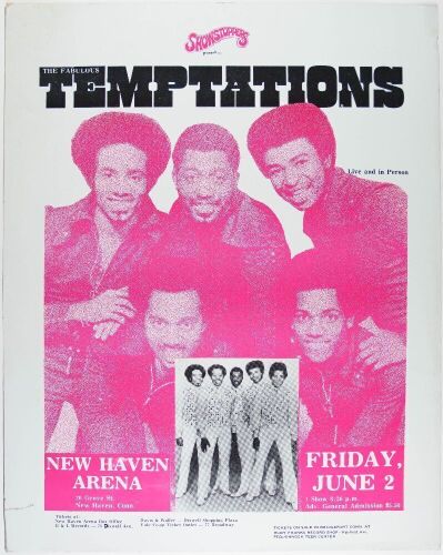 1972 Temptations New Haven Arena Poster Excellent 78
