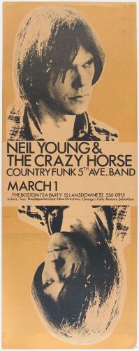 1970 Neil Young & Crazy Horse The Boston Tea Party Poster Extra Fine 69