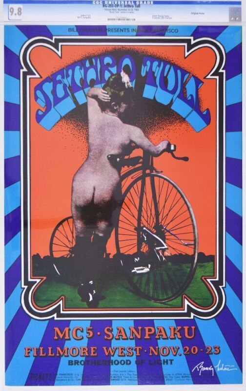1969 BG-203 Jethro Tull MC5 Fillmore West Signed Tuten Poster CGC 9.8