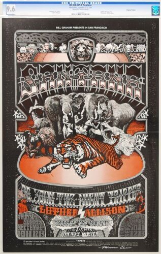 1970 BG-248 Santana Dr John Luther Allison Fillmore West Signed Norman Orr Poster CGC 9.6