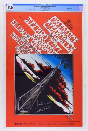 1969 BG-164 Creedence Clearwater Revival Jethro Tull Fillmore Signed Ian Anderson Poster CGC 9.6