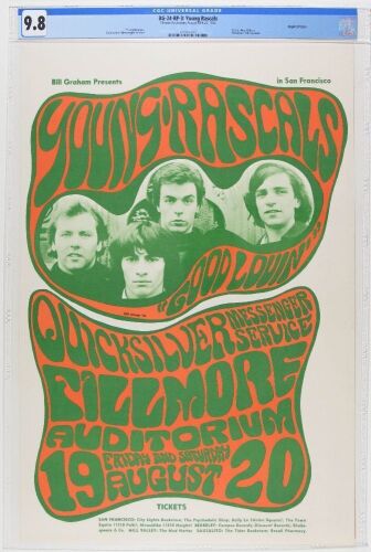 1966 BG-24 Young Rascals Fillmore Auditorium RP3 Poster CGC 9.8