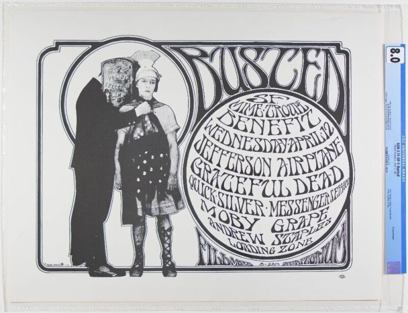 1967 AOR-2.71 Jefferson Airplane Grateful Dead Busted Fillmore Auditorium Poster CGC 8.0