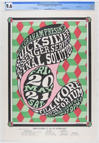 1966 BG-7 Quicksilver Messenger Service Fillmore Auditorium Poster CGC 9.6