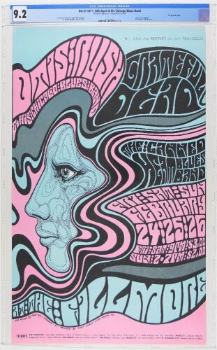 1967 BG-51 Grateful Dead Otis Rush Fillmore Auditorium Poster CGC 9.2