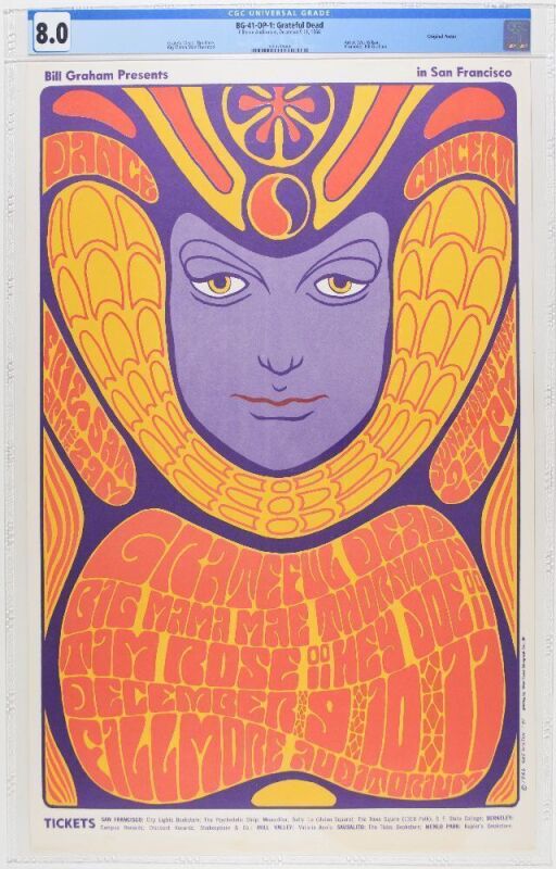 1966 BG-41 Grateful Dead Big Mama Thornton Fillmore Auditorium Poster CGC 8.0