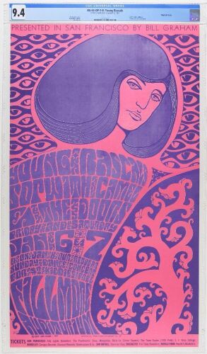 1967 BG-44 The Doors Young Rascals Fillmore Auditorium Poster CGC 9.4