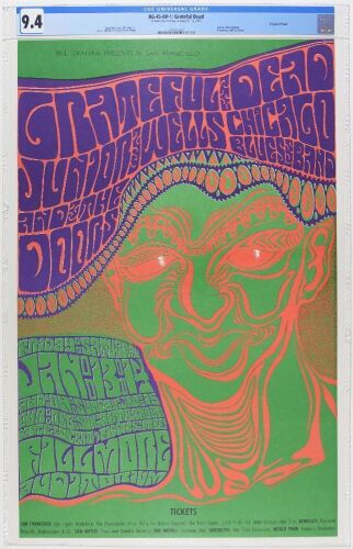 1967 BG-45 Grateful Dead The Doors Fillmore Auditorium Poster CGC 9.4