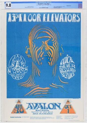 1966 FD-28 The 13th Floor Elevators Zebra Man Avalon Ballroom Poster 9.8