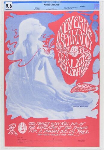 1967 FD-43 Moby Grape The Sparrow Avalon Ballroom Poster CGC 9.6