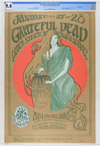 1967 FD-45 Grateful Dead Quicksilver Messenger Service Avalon Ballroom Poster CGC 9.4