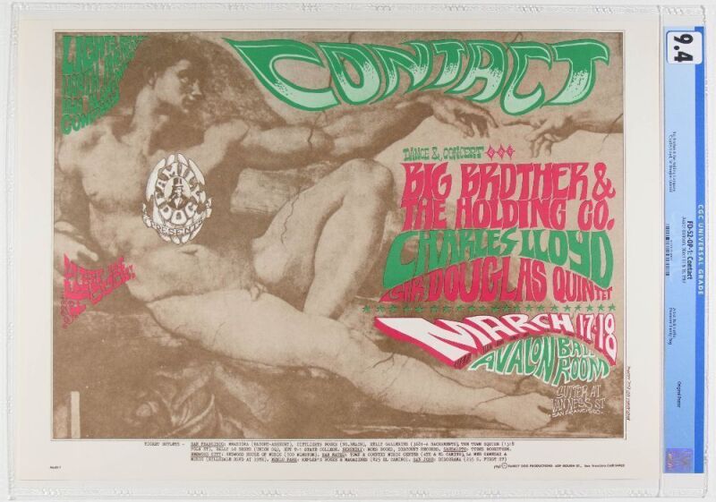 1967 FD-52 Big Brother Janis Joplin Avalon Ballroom Poster CGC 9.4