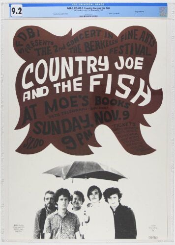 1966 AOR-2.279 Country Joe & The Fish Moe's Books Berkeley Poster CGC 9.2