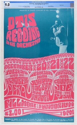 1966 BG-43 Otis Redding Grateful Dead Fillmore Auditorium Poster CGC 9.0