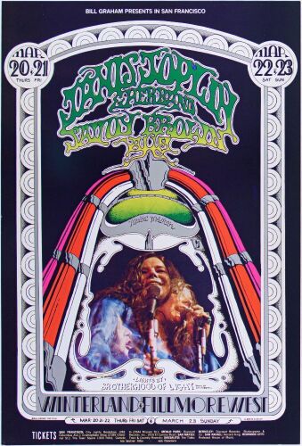 1969 BG-165 Janis Joplin Winterland & Fillmore West Poster Near Mint 87