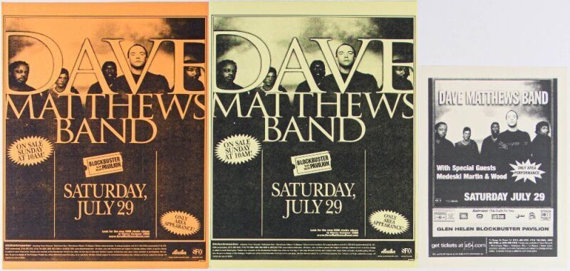 2000 Lot of 3 Dave Matthews Band Blockbuster Pavilion Items Mint 91
