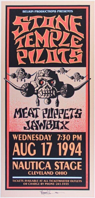 1994 Mark Arminski Stone Temple Pilots Meat Puppets Nautica Stage Cleveland Signed Arminski Poster Mint 93
