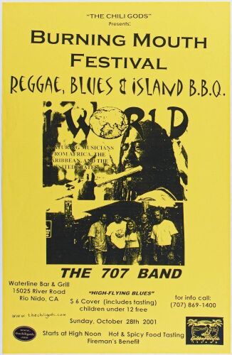 2001 The 707 Band Burning Mouth Festival The Waterline Bar & Grill Rio Nido Poster Mint 91
