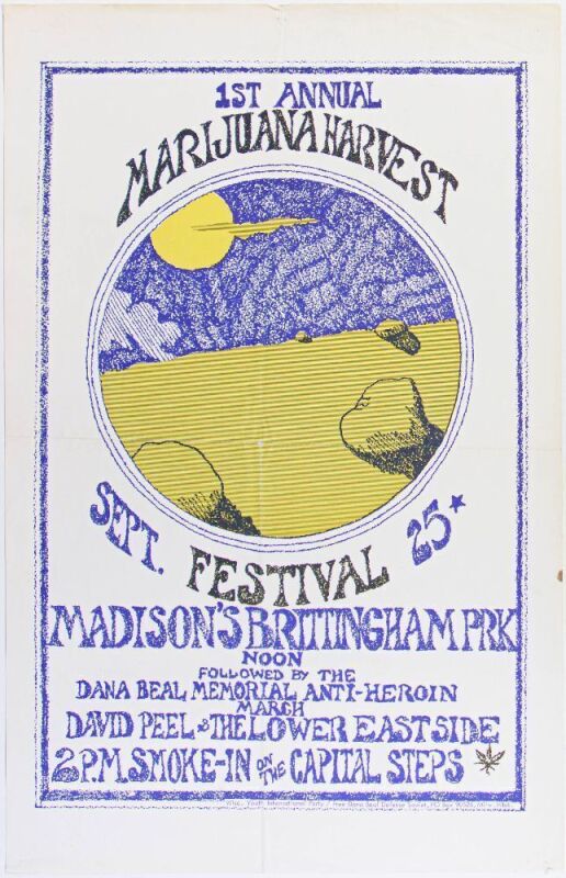 1971 1st Annual Marijuana Harvest Festival Brittingham Park Madison Poster Extra Fine 65