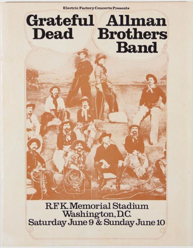 1973 Grateful Dead Allman Brothers Band RFK Stadium Program Excellent 77