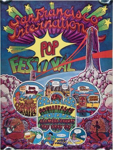 1968 Canned Heat Iron Butterfly Deep Purple San Francisco International Pop Festival Poster Near Mint 89