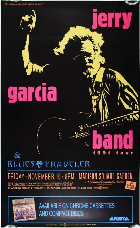 1991 Jerry Garcia Band Madison Square Garden Poster Near Mint 89