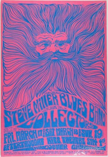 1967 AOR-3.182 Bob Masse Steve Miller Blues Band The Afterthought Vancouver Signed Masse Poster Excellent 77