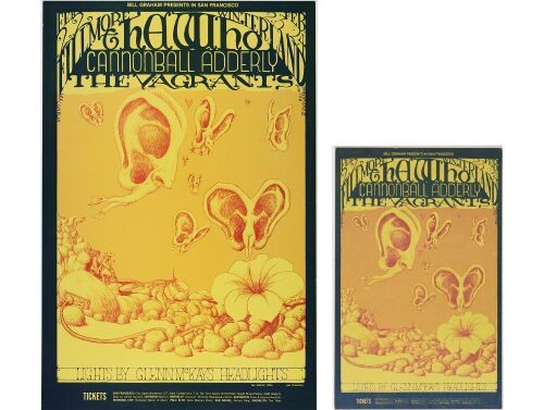 1968 BG-108 The Who Winterland & Fillmore Auditorium RP2 Poster & Original Postcard Near Mint 89