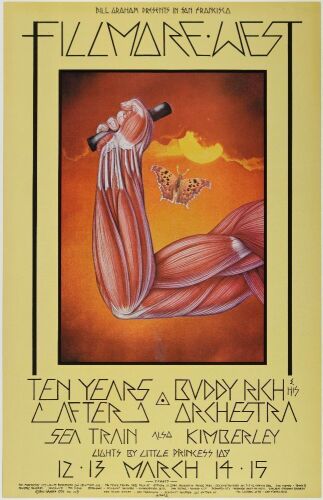 1970 BG-223 Ten Years After Buddy Rich Sea Train Fillmore West Poster Near Mint 89