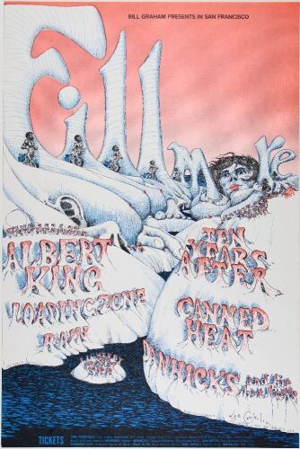 1968 BG-126 Albert King Ten Years After Canned Heat Fillmore Auditorium Signed Conklin Poster Mint 91