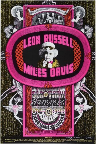 1970 BG-252 Miles Davis Leon Russell Fillmore West Signed Orr Poster Mint 91