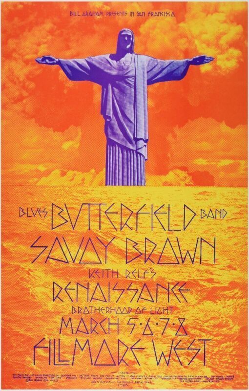 1970 BG-221 Butterfield Blues Band Savoy Brown Fillmore West Poster Mint 91