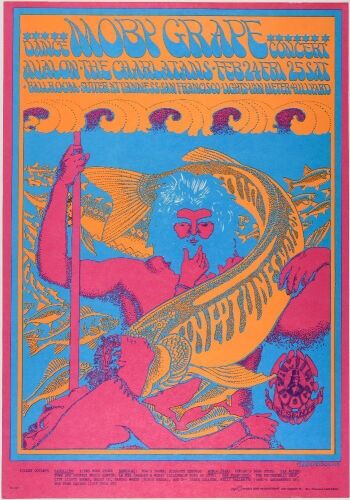 1967 FD-49 Moby Grape The Charlatans Avalon Ballroom RP2 Poster Near Mint 89