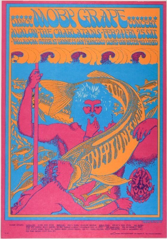 1967 FD-49 Moby Grape The Charlatans Avalon Ballroom RP2 Poster Near Mint 89