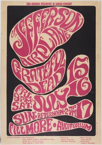 1966 BG-17 Grateful Dead Jefferson Airplane Fillmore Auditorium Poster Extra Fine 65
