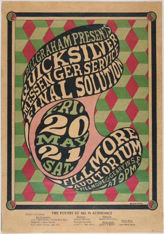 1966 BG-7 Quicksilver Messenger Service Fillmore Auditorium Poster Extra Fine 65