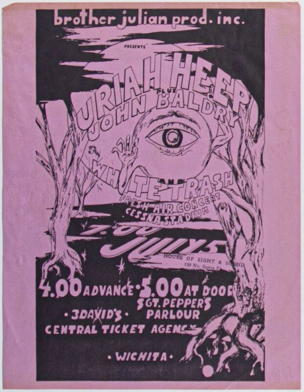 1972 Uriah Heep Cessna Stadium Wichita Flyer Excellent 75