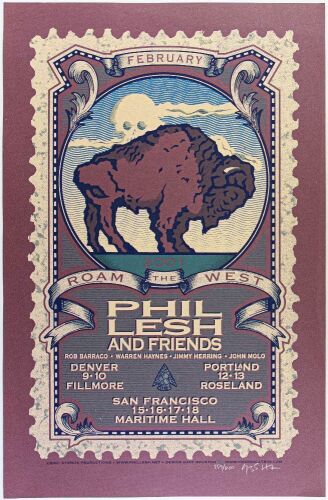 2001 Phil Lesh & Friends February Tour LE Signed Gary Houston Poster Near Mint 89