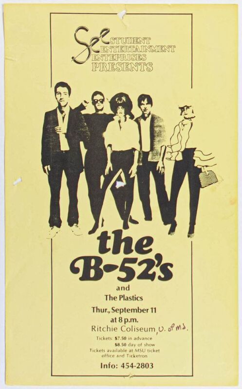 1980 The B-52s The Plastics Ritchie Coliseum UM College Park Poster Extra Fine 61
