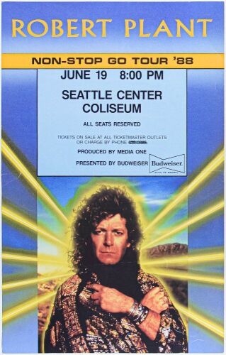 1988 Robert Plant Seattle Center Coliseum Poster Excellent 73