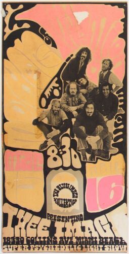 1968 Frank Zappa and The Mothers of Invention Thee Image Miami Opening Poster Fine 57