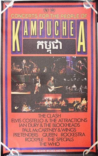 1981 The Clash The Who Queen Concerts for the People of Kampuchea Album Release Promotional Poster Near Mint 81