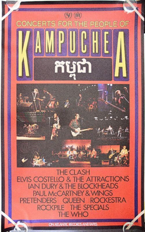 1981 The Clash The Who Queen Concerts for the People of Kampuchea Album Release Promotional Poster Near Mint 81