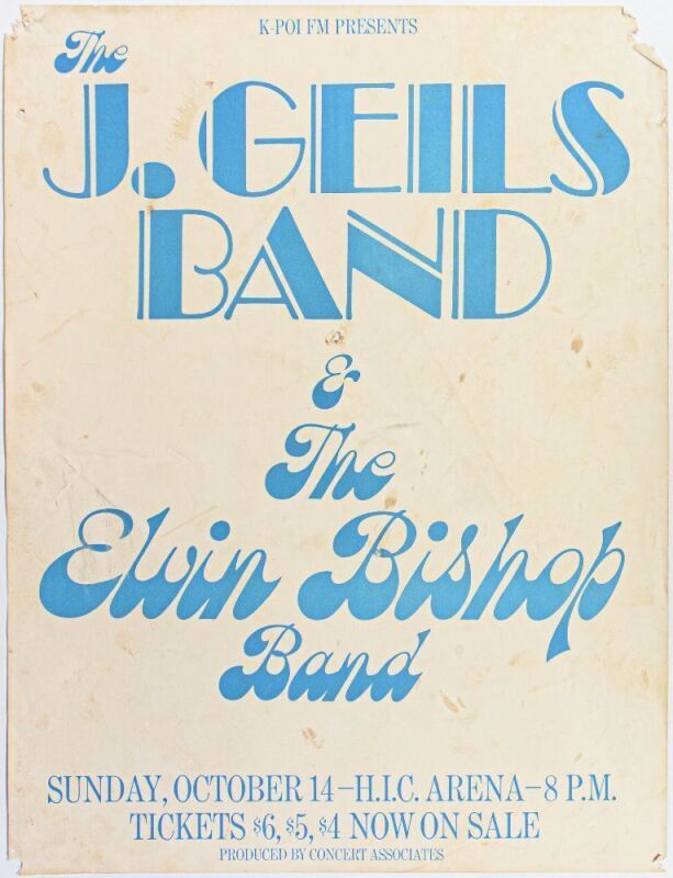 1973 J. Geils Band The Elvin Bishop Band Honolulu International Center Arena Fine 53