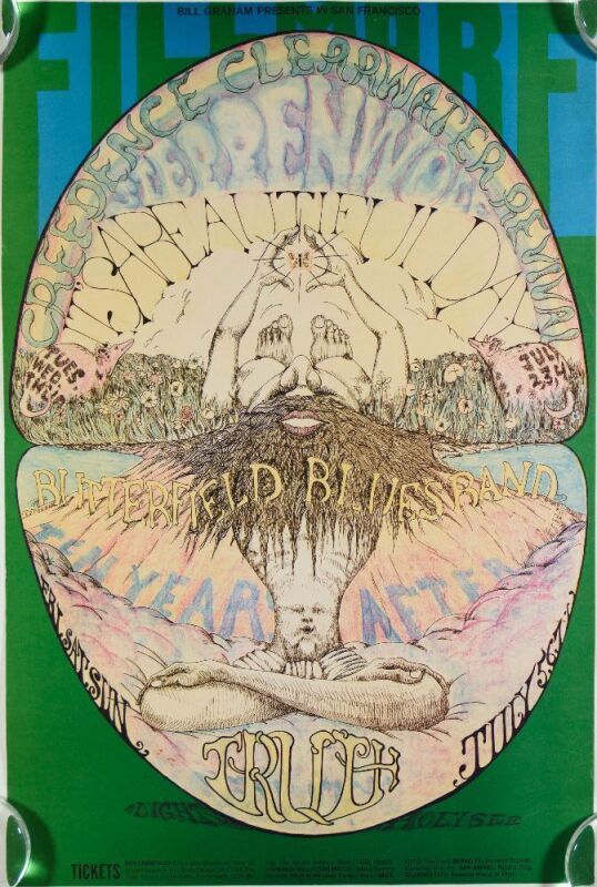 1968 BG-127 Creedence Clearwater Revival Fillmore Auditorium Poster Excellent 71