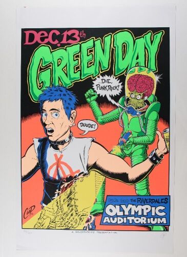 1995 Green Day Olympic Auditorium LE Signed Coop Poster Near Mint 81