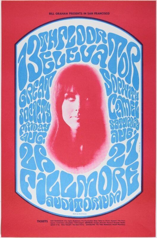 1966 BG-25 Great Society 13th Floor Elevators Fillmore Auditorium RP3 Poster Near Mint 89