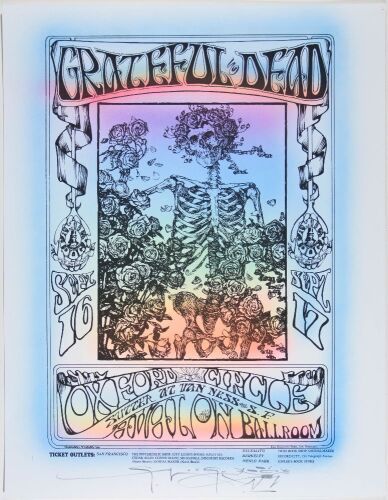 2019 Stanley Mouse FD-26 Grateful Dead Avalon Airbrushed Signed Mouse Print Near Mint 89